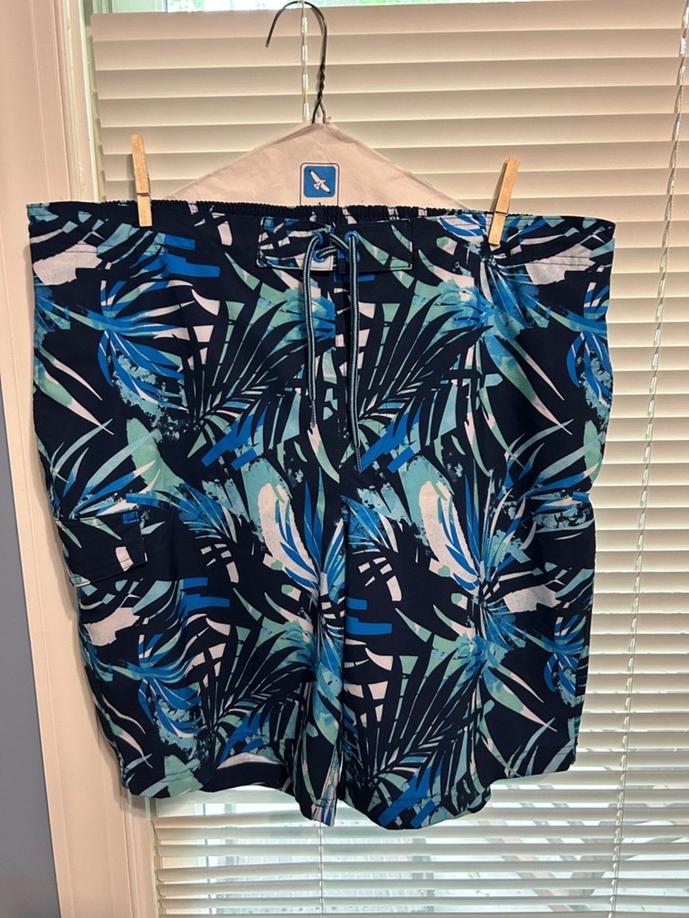 George Navy and Teal Patterned Swim Shorts